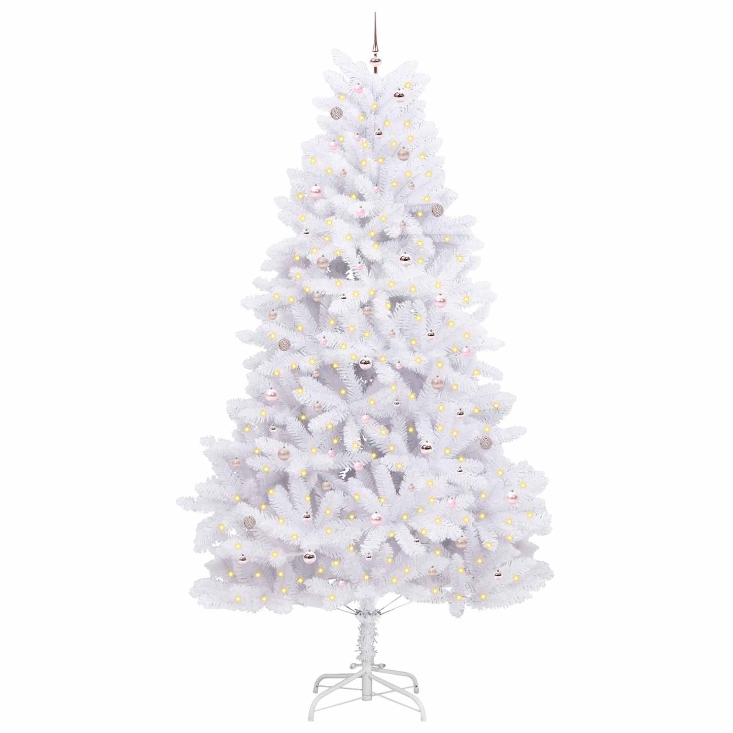 Artificial Hinged Christmas Tree White 300 cm PVC and Steel