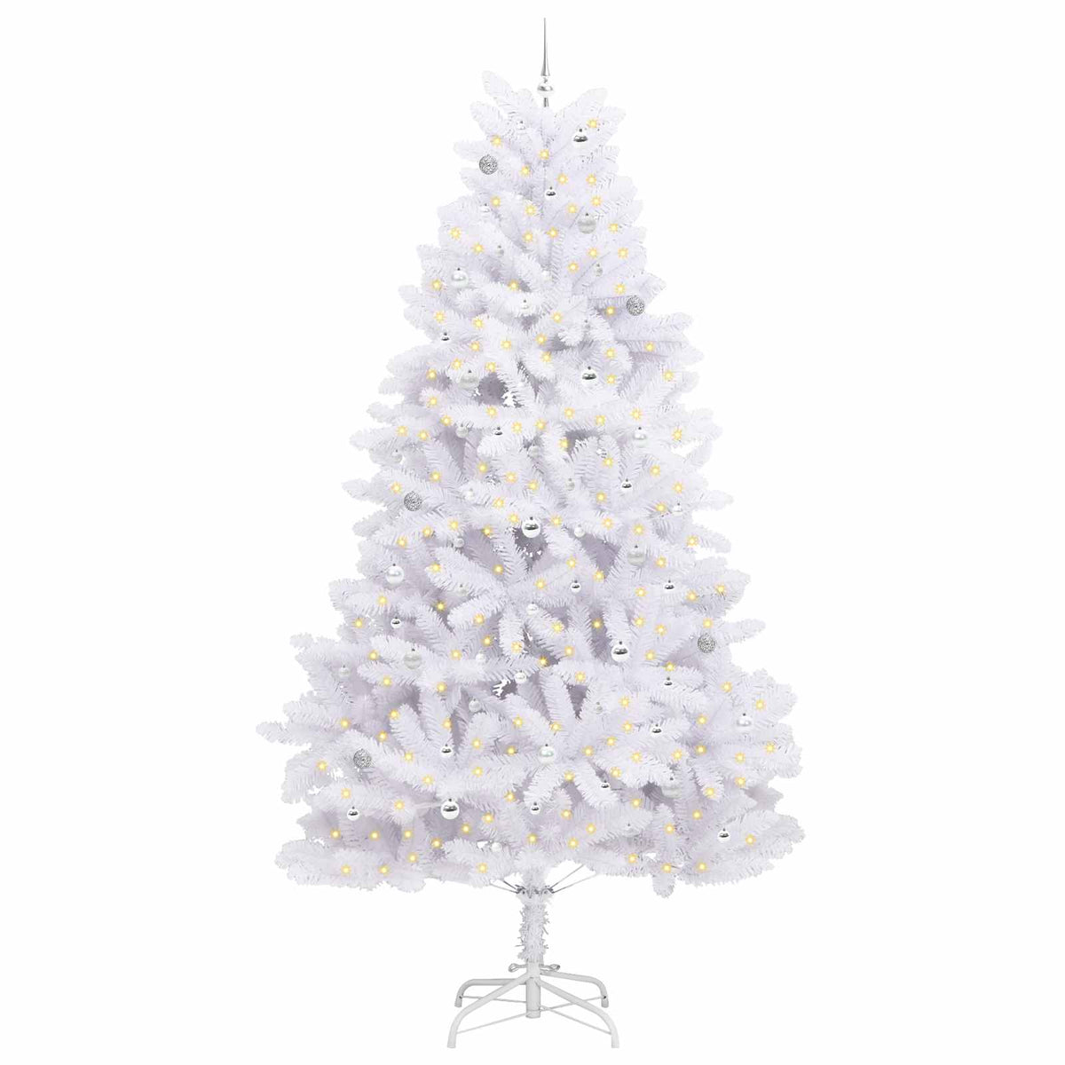 Artificial Hinged Christmas Tree White 300 cm PVC and Steel