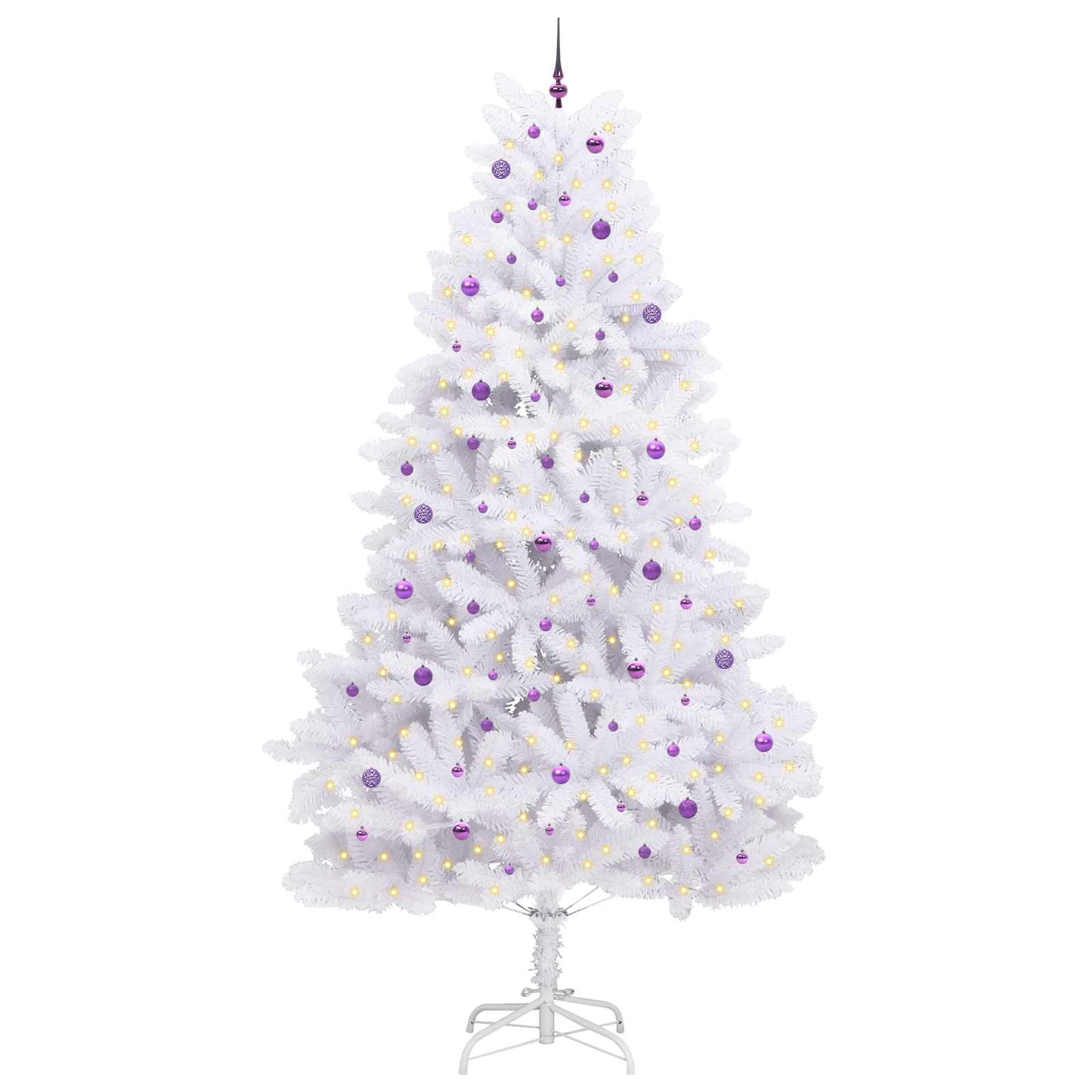 Artificial Hinged Christmas Tree White 300 cm PVC and Steel