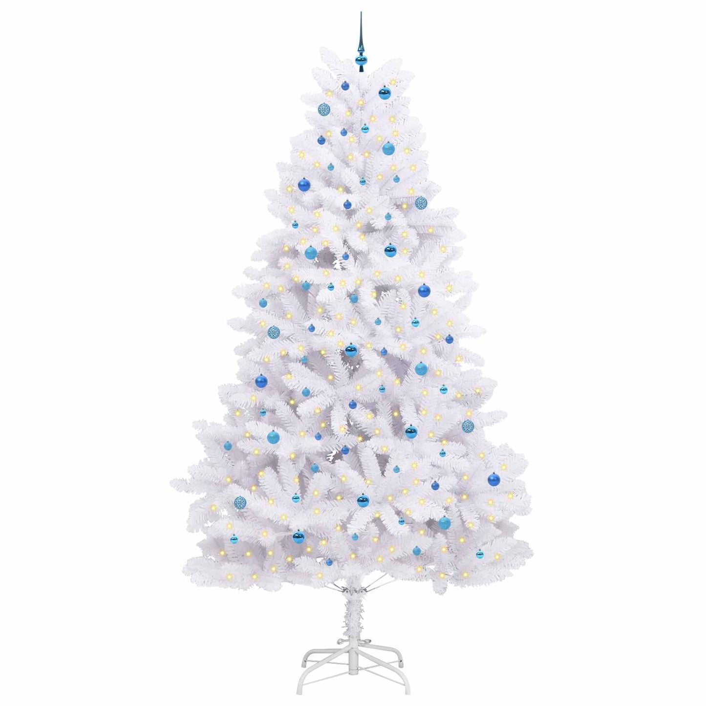 Artificial Hinged Christmas Tree White 300 cm PVC and Steel