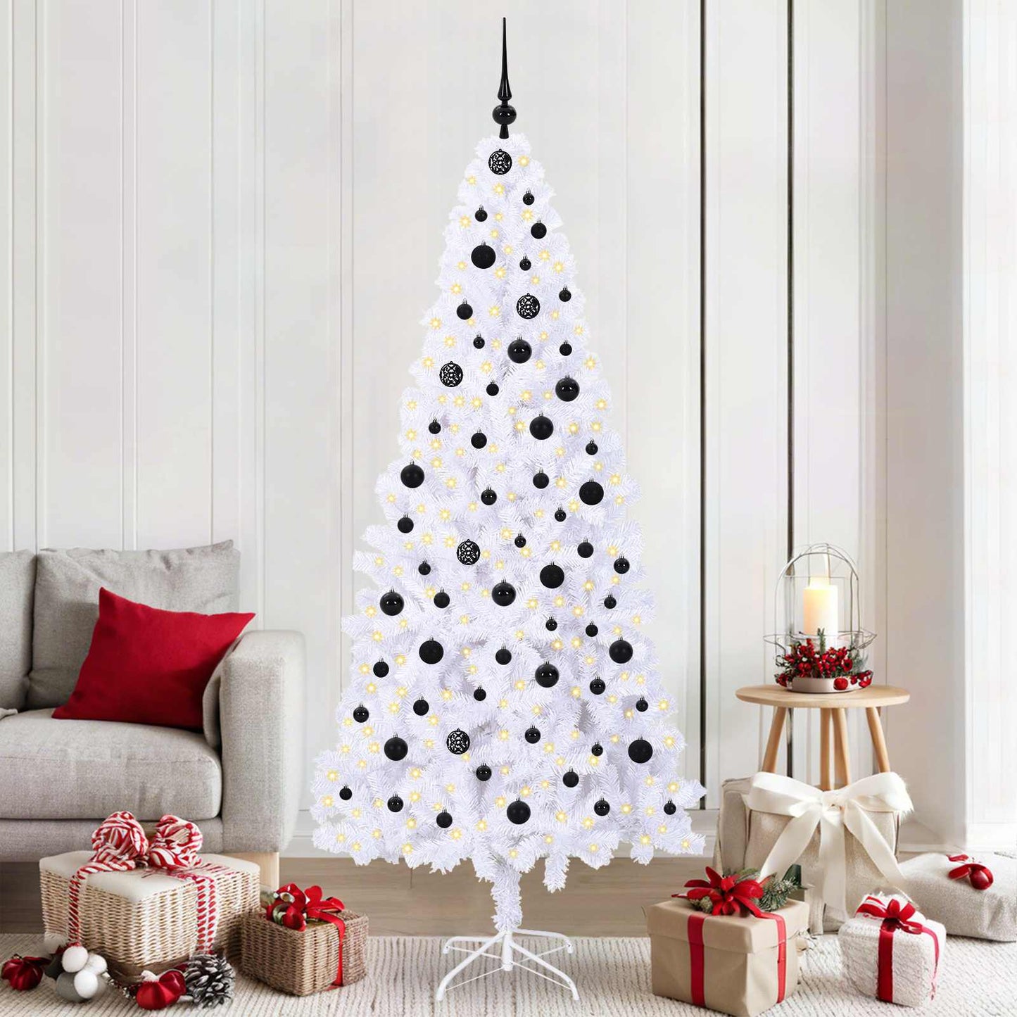 Artificial Christmas Tree with Stand White 210 cm PVC and Steel