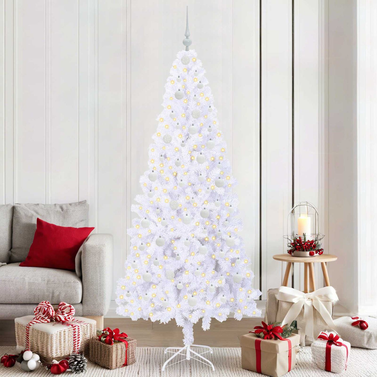 Artificial Christmas Tree with Stand White 210 cm PVC and Steel