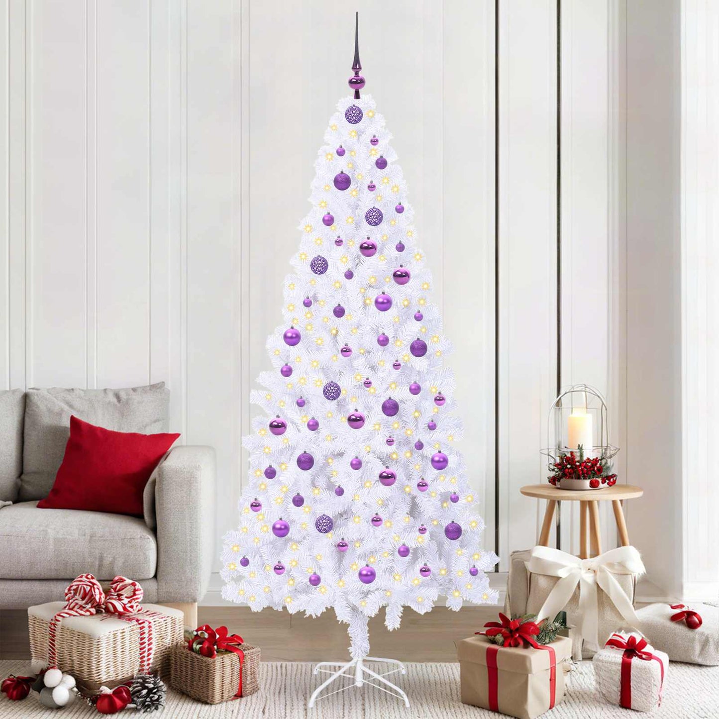 Artificial Christmas Tree with Stand White 210 cm PVC and Steel