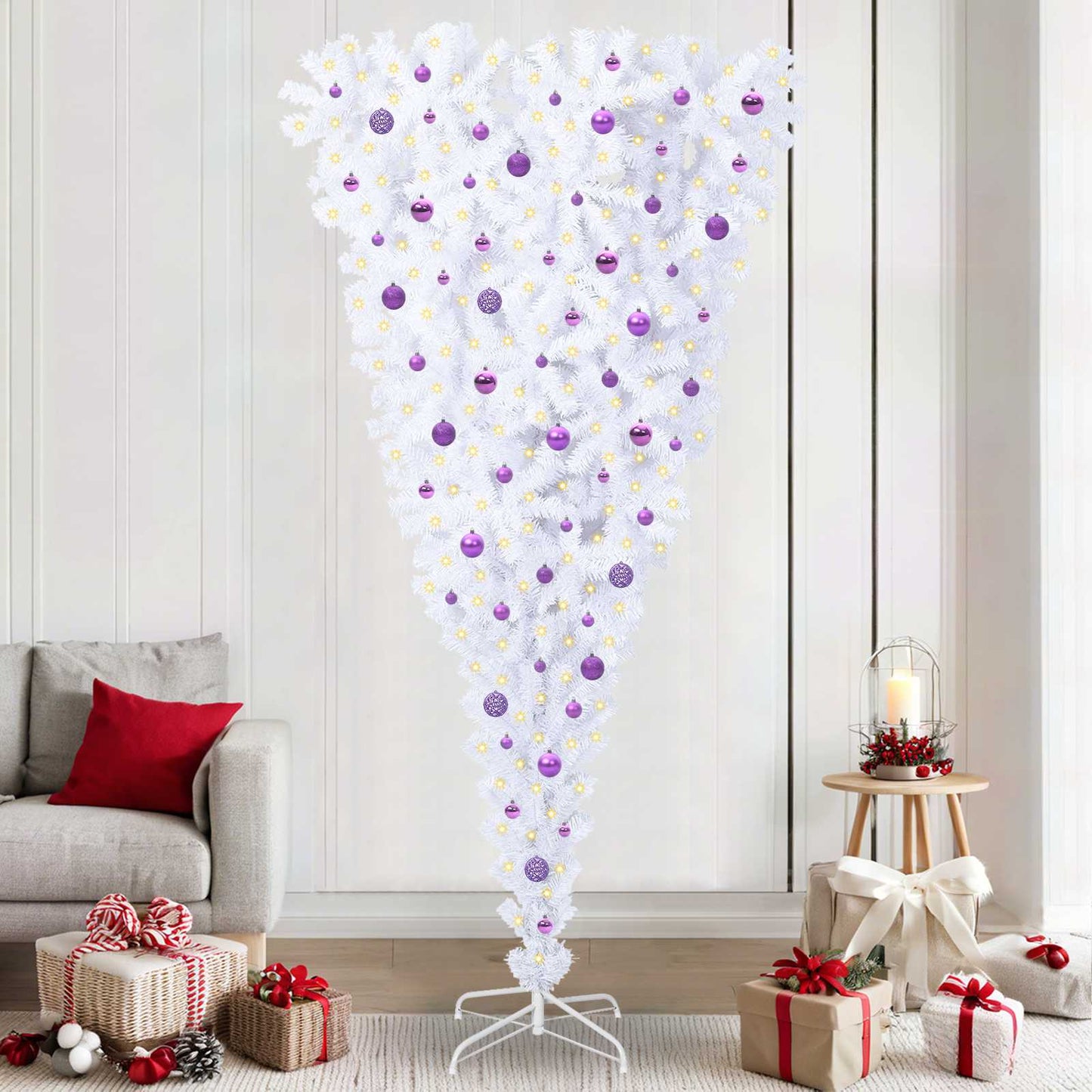 Artificial Christmas Tree with Stand White 240 cm PVC and Steel
