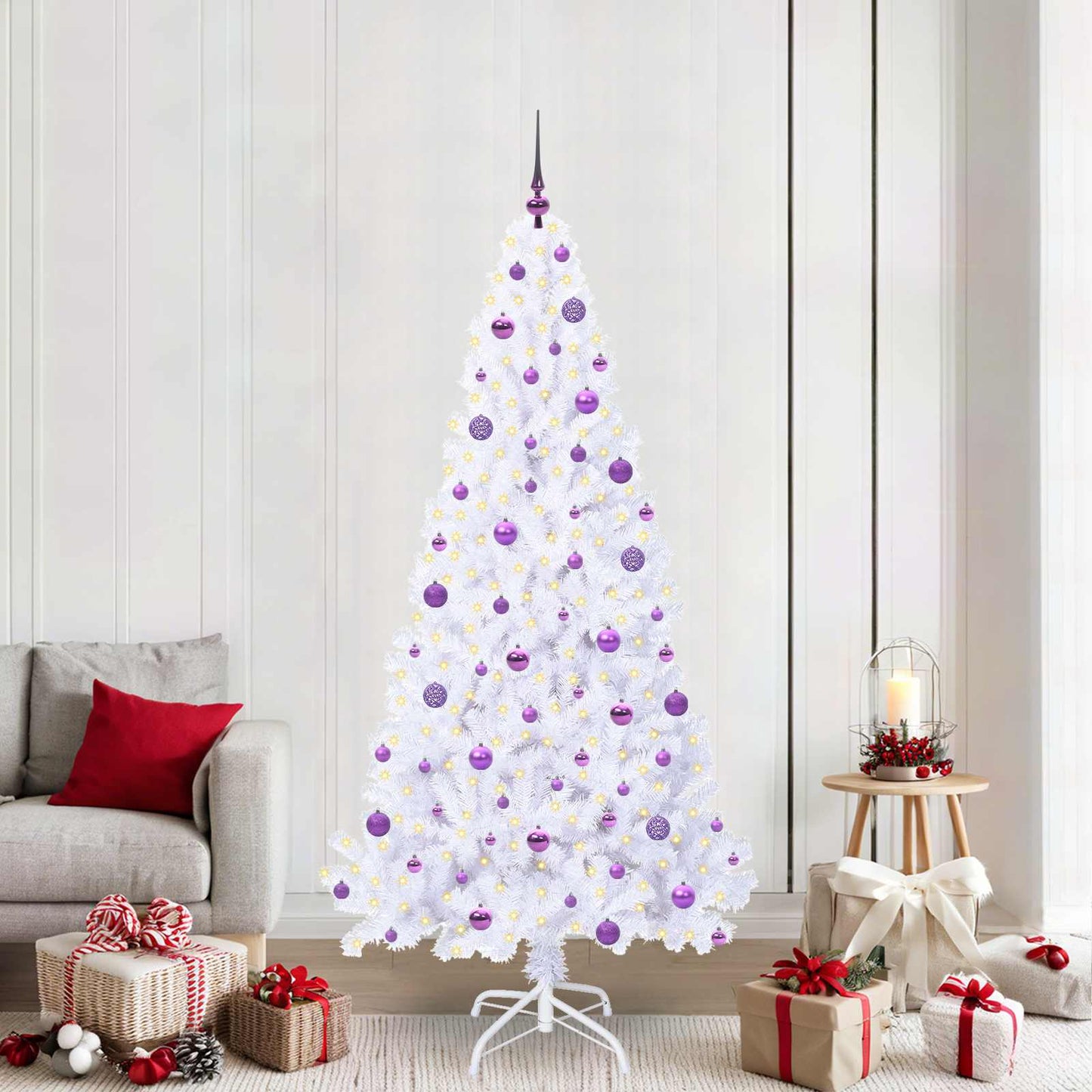 Artificial Christmas Tree with Stand White 210 cm PVC and Steel