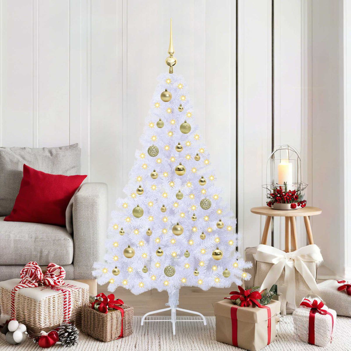 Artificial Christmas Tree with Stand White 150 cm PVC and Steel