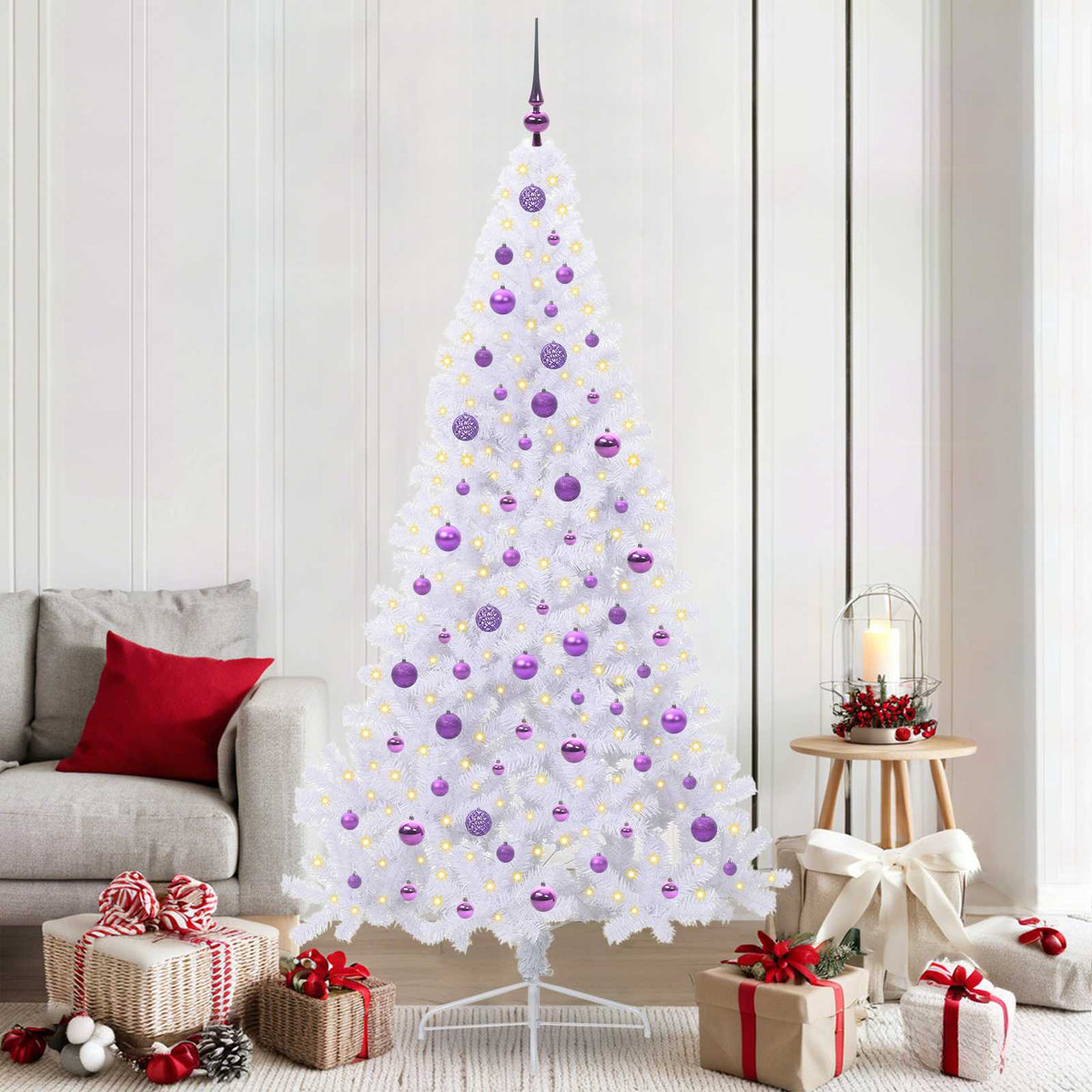 Artificial Christmas Tree with Stand White 210 cm PVC and Steel