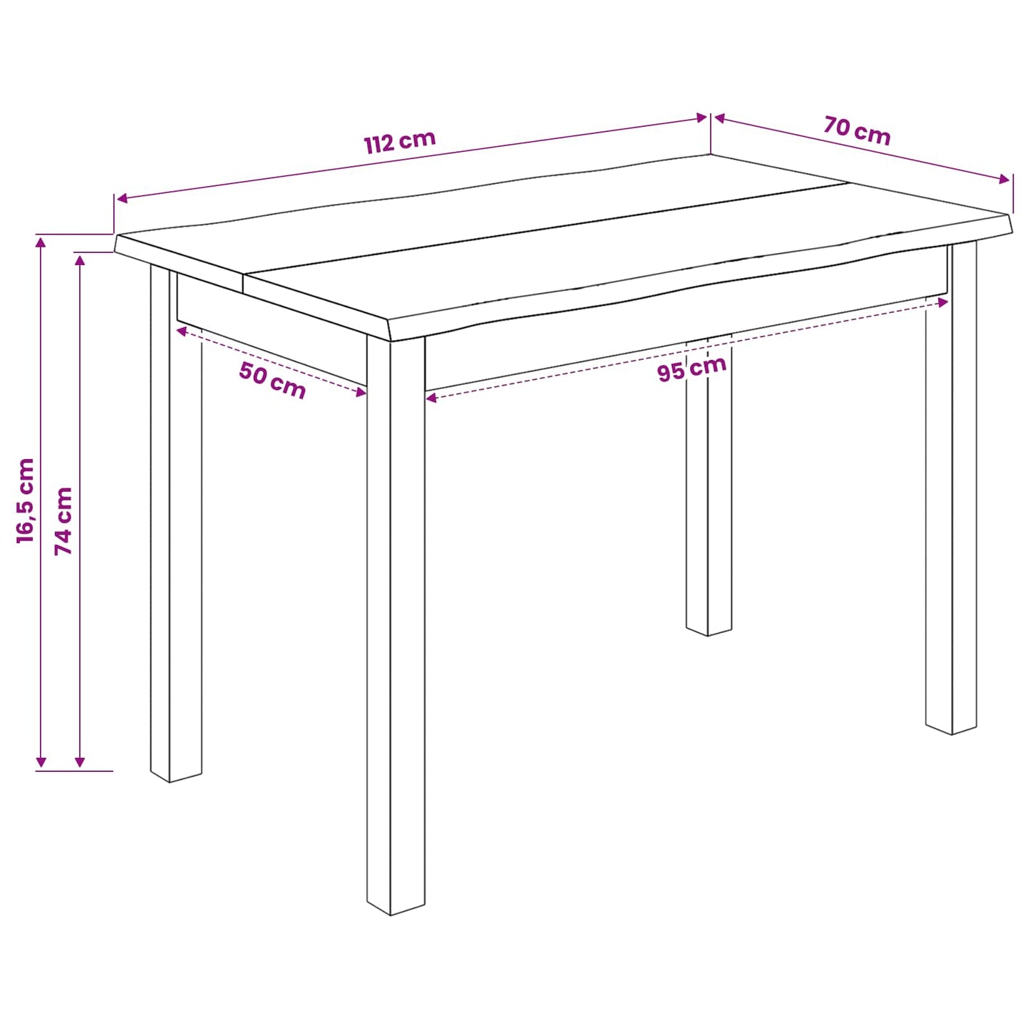 Dining Table EKAI Black 112 x 70 x 76.5 cm Solid Pine Wood