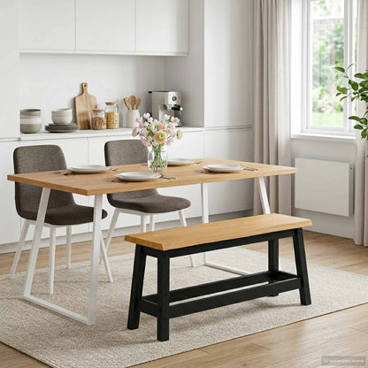 Dining Bench EKAI Black 91.5 x 29 x 45.5 cm Solid Pine Wood