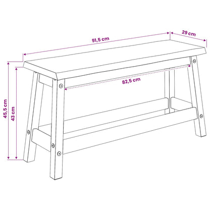 Dining Bench EKAI Black 91.5 x 29 x 45.5 cm Solid Pine Wood