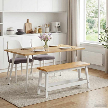 Dining Bench EKAI White 91.5 x 29 x 45.5 cm Solid Pine Wood