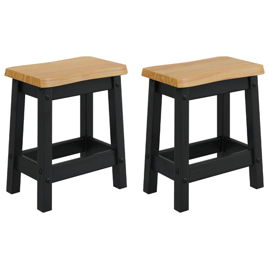 Bar Stool EKAI 2 pcs Black 40 x 29 x 45.5 cm Solid Pine Wood