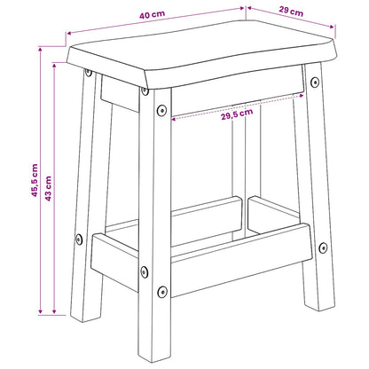 Bar Stool EKAI 2 pcs White 40 x 29 x 45.5 cm Solid Pine Wood