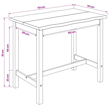 High Bar Table EKAI Black 112 x 70 x 91 cm Solid Pine Wood