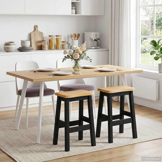 High Bar Stool EKAI 2 pcs Black 40 x 29 x 63 cm Solid Pine Wood