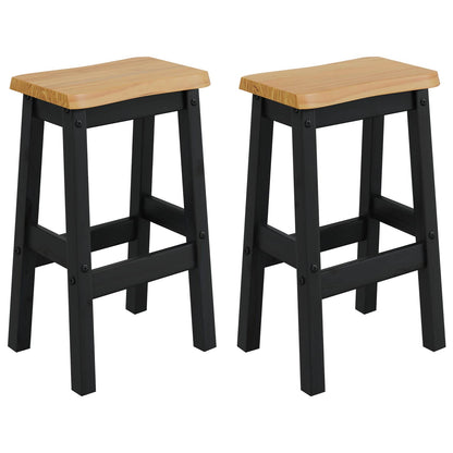 High Bar Stool EKAI 2 pcs Black 40 x 29 x 63 cm Solid Pine Wood