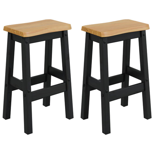 High Bar Stool EKAI 2 pcs Black 40 x 29 x 63 cm Solid Pine Wood