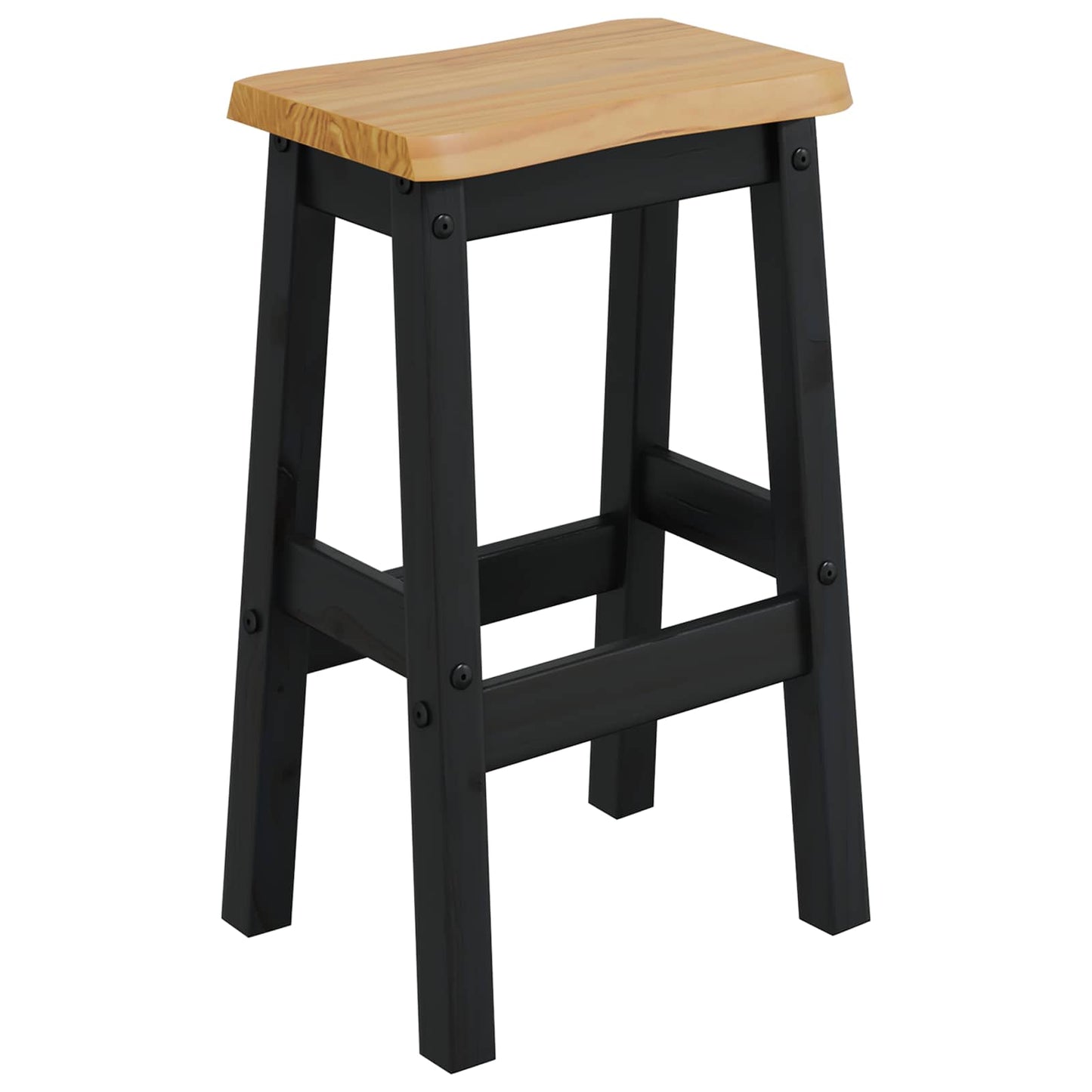 High Bar Stool EKAI 2 pcs Black 40 x 29 x 63 cm Solid Pine Wood