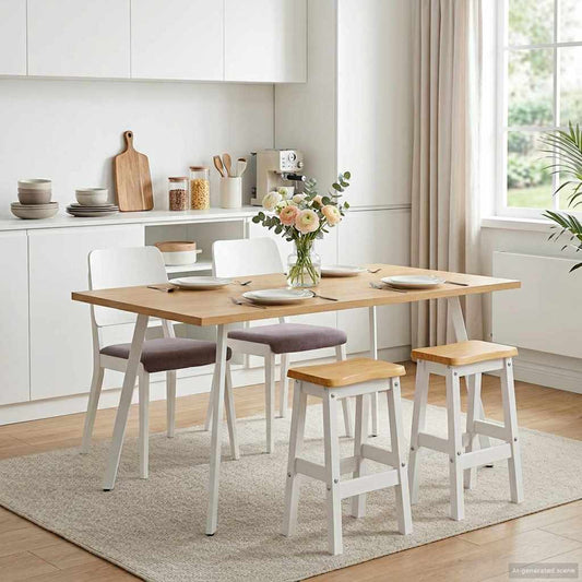 High Bar Stool EKAI 2 pcs White 40 x 29 x 63 cm Solid Pine Wood