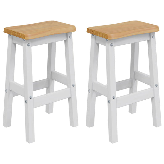 High Bar Stool EKAI 2 pcs White 40 x 29 x 63 cm Solid Pine Wood