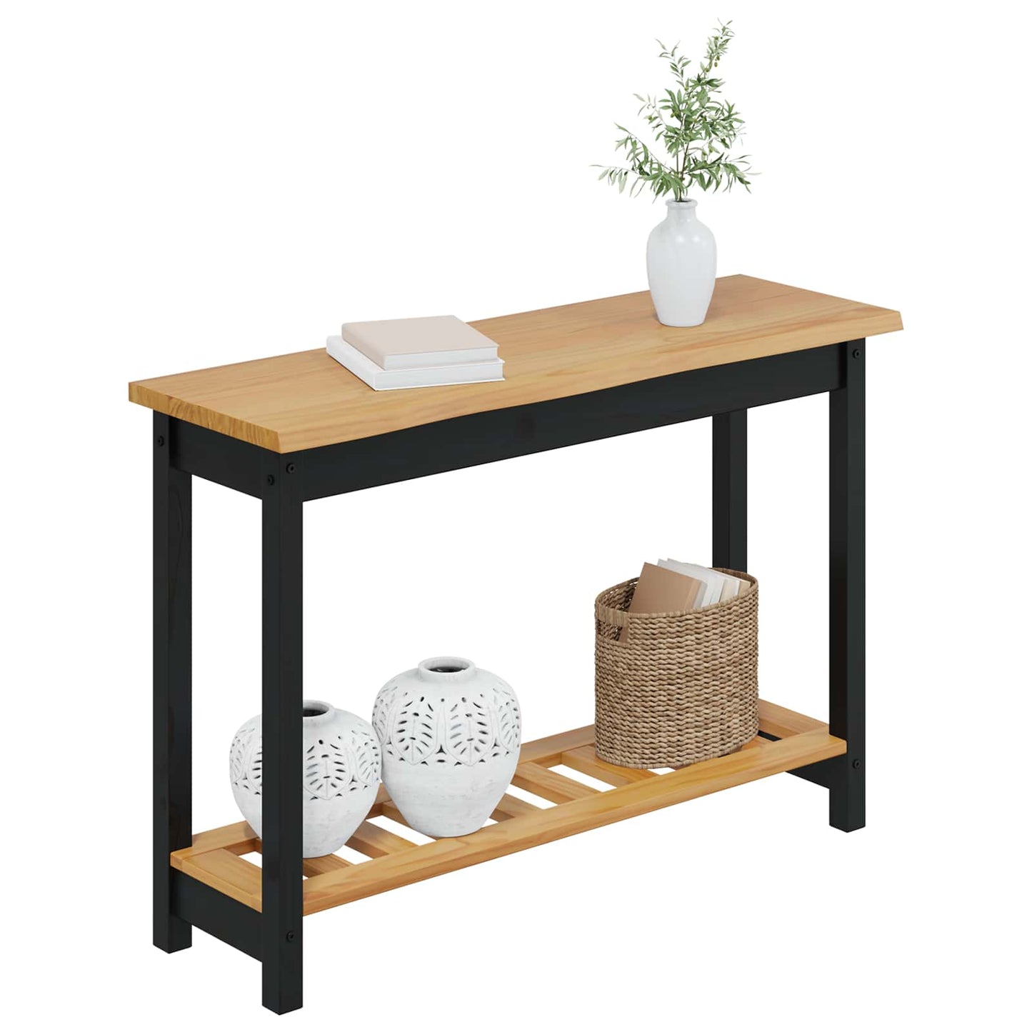 Console Table EKAI Black 112 x 35 x 76 cm Solid Pine Wood