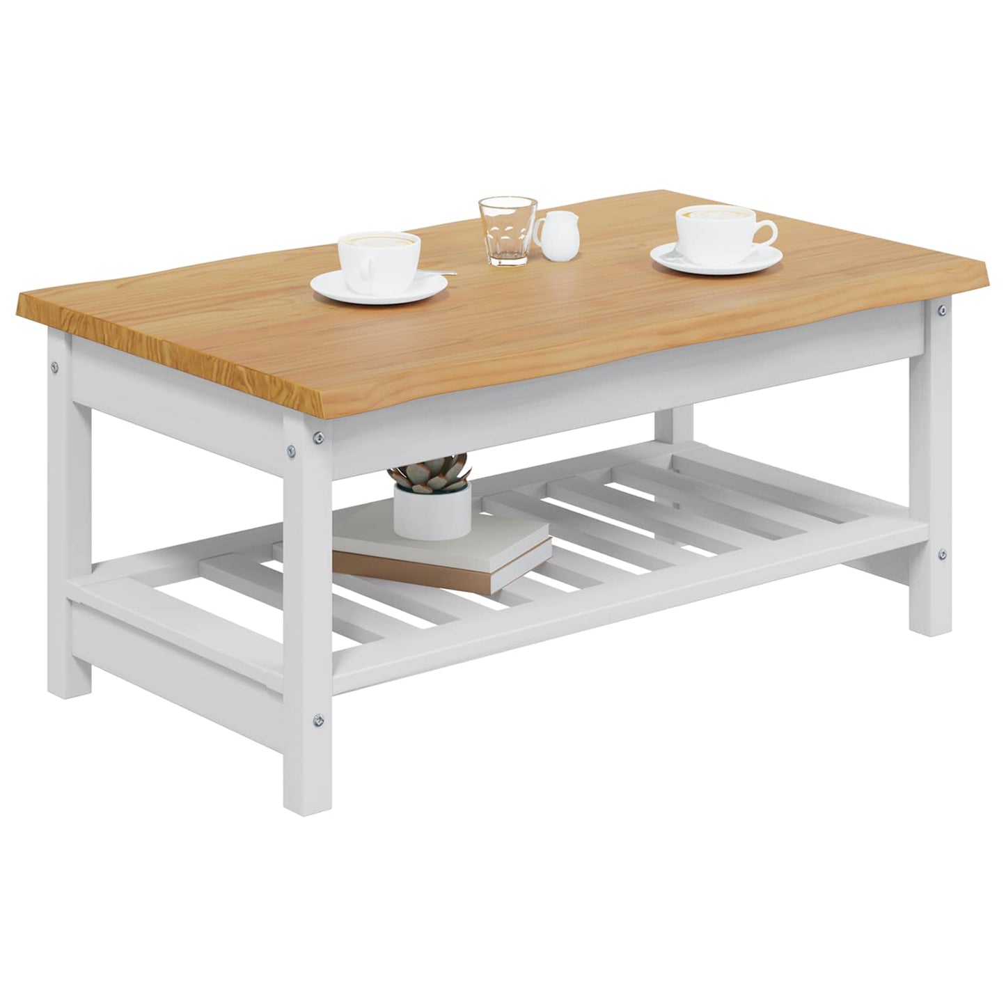 Coffee Table EKAI White 100 x 60 x 45.5 cm Solid Pine Wood