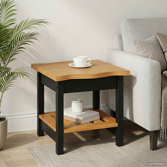 Side Table EKAI Black 50 x 50 x 45.5 cm Solid Pine Wood