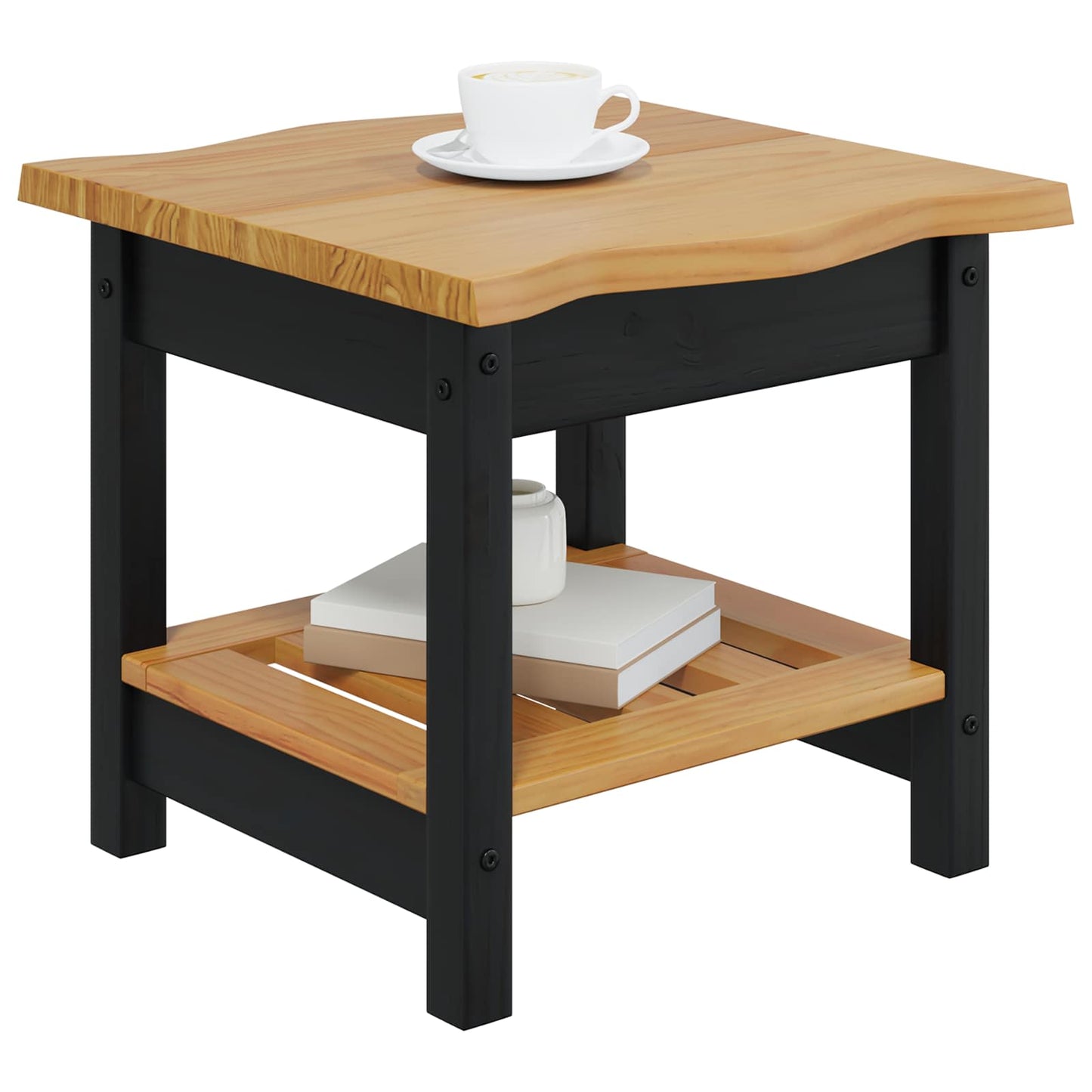 Side Table EKAI Black 50 x 50 x 45.5 cm Solid Pine Wood