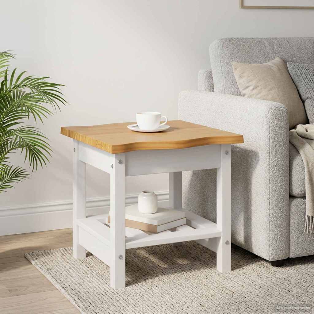 Side Table EKAI White 50 x 50 x 45.5 cm Solid Pine Wood