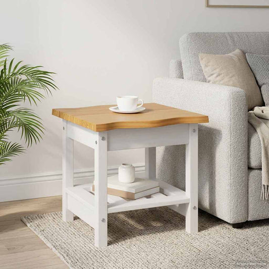 Side Table EKAI White 50 x 50 x 45.5 cm Solid Pine Wood