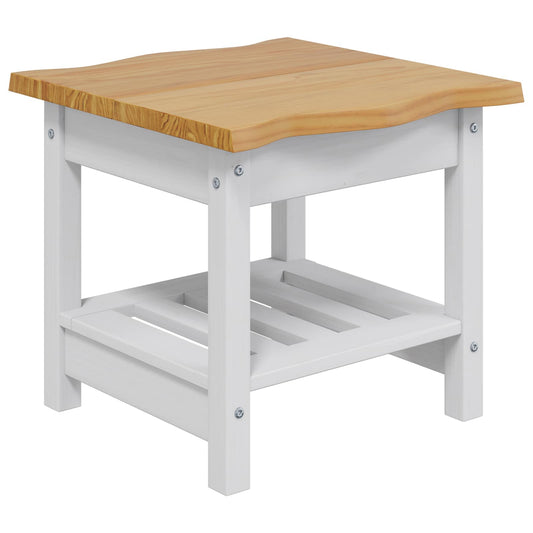 Side Table EKAI White 50 x 50 x 45.5 cm Solid Pine Wood