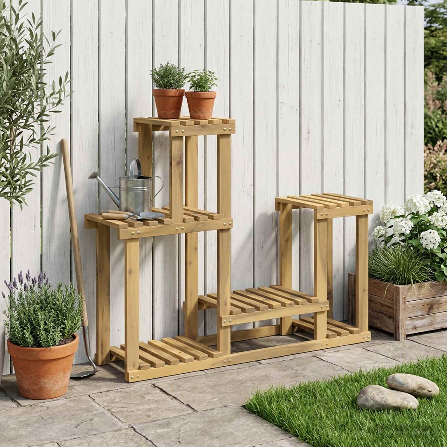 Plant Stand White 90 x 25 x 73 cm Solid Acacia Wood