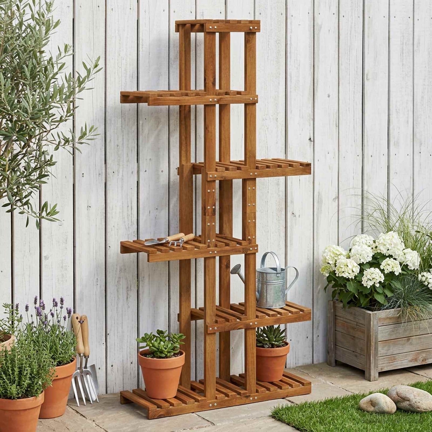 Plant Stand Natural 68 x 23.5 x 140 cm Solid Acacia Wood