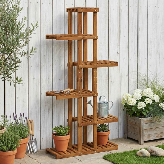 Plant Stand Natural 68 x 23.5 x 140 cm Solid Acacia Wood