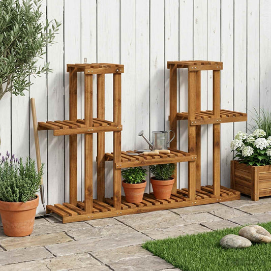 Plant Stand Natural 123 x 25 x 78.5 cm Solid Acacia Wood