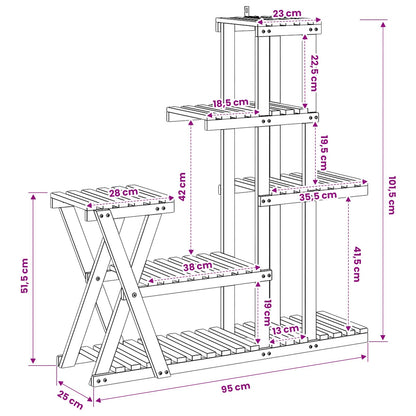 Plant Stand White 95 x 25 x 101.5 cm Solid Acacia Wood