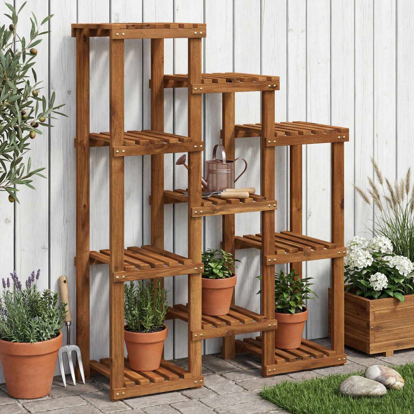 Plant Stand Natural 85 x 30 x 114.5 cm Solid Acacia Wood