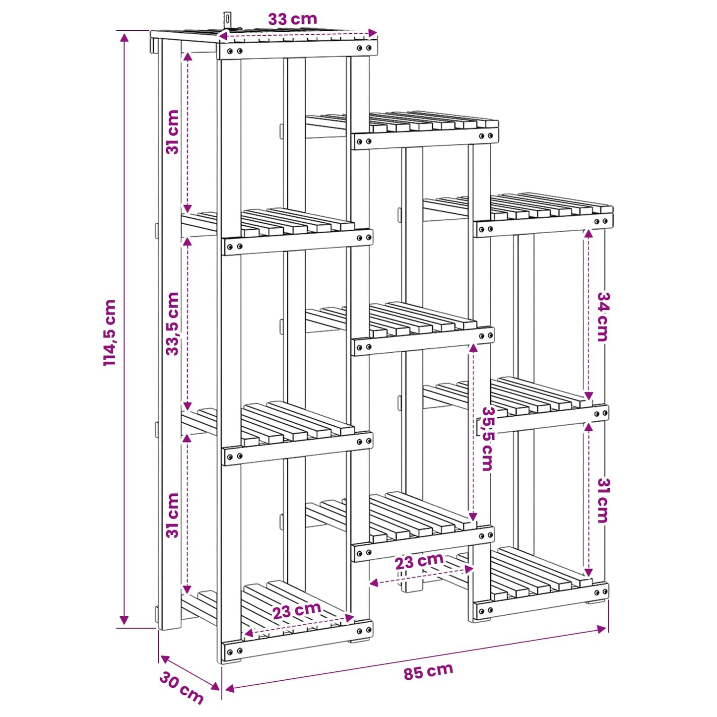 Plant Stand Natural 85 x 30 x 114.5 cm Solid Acacia Wood