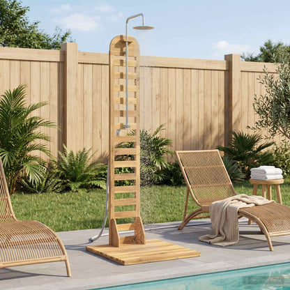 Outdoor Shower 225 cm Solid Acacia Wood and Stainless Steel