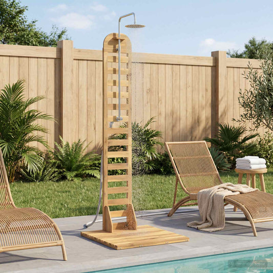 Outdoor Shower 225 cm Solid Acacia Wood and Stainless Steel