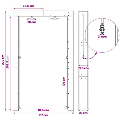 Outdoor Shower 226 cm Solid Acacia Wood and Stainless Steel