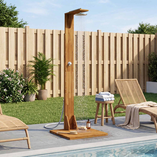 Outdoor Shower 219 cm Solid Acacia Wood and Stainless Steel