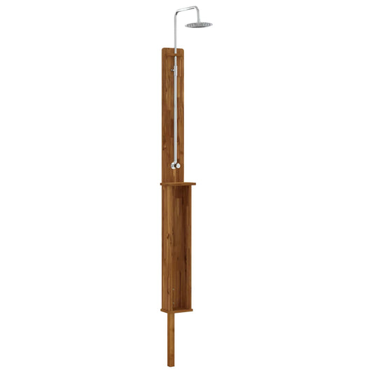 Outdoor Shower 257 cm Solid Acacia Wood and Stainless Steel