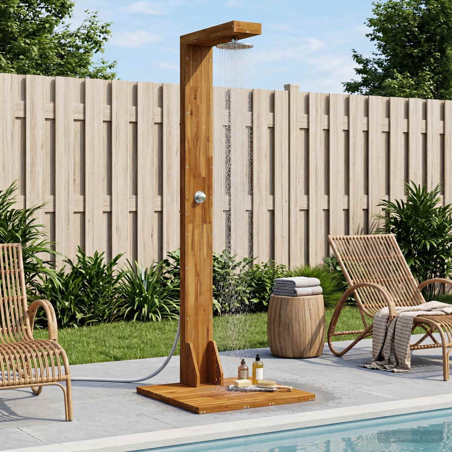 Outdoor Shower 210.5 cm Solid Acacia Wood and Stainless Steel