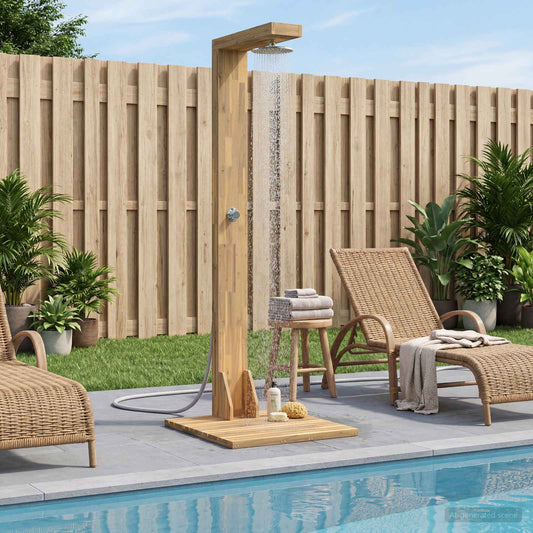 Outdoor Shower 210.5 cm Solid Acacia Wood and Stainless Steel