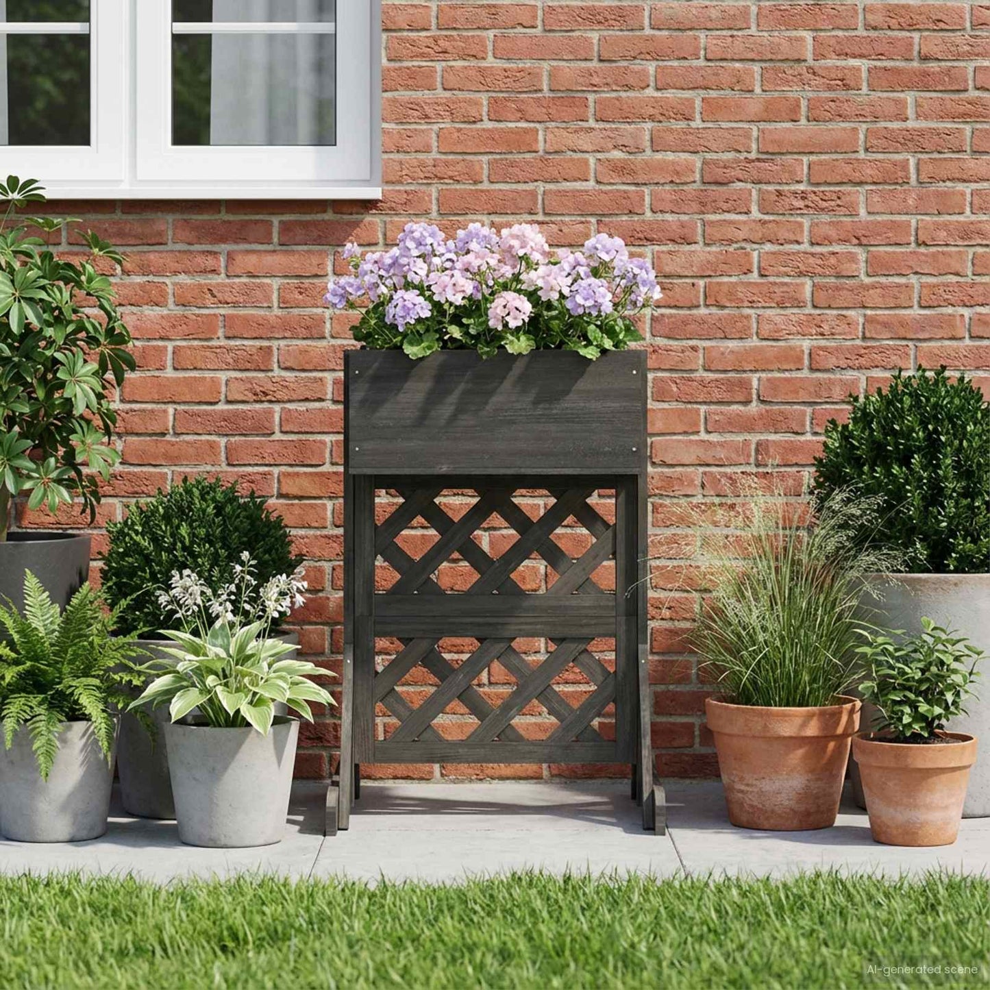 Vertical Garden Trellis Grey 48 x 30 x 70.5 cm Solid Fir Wood
