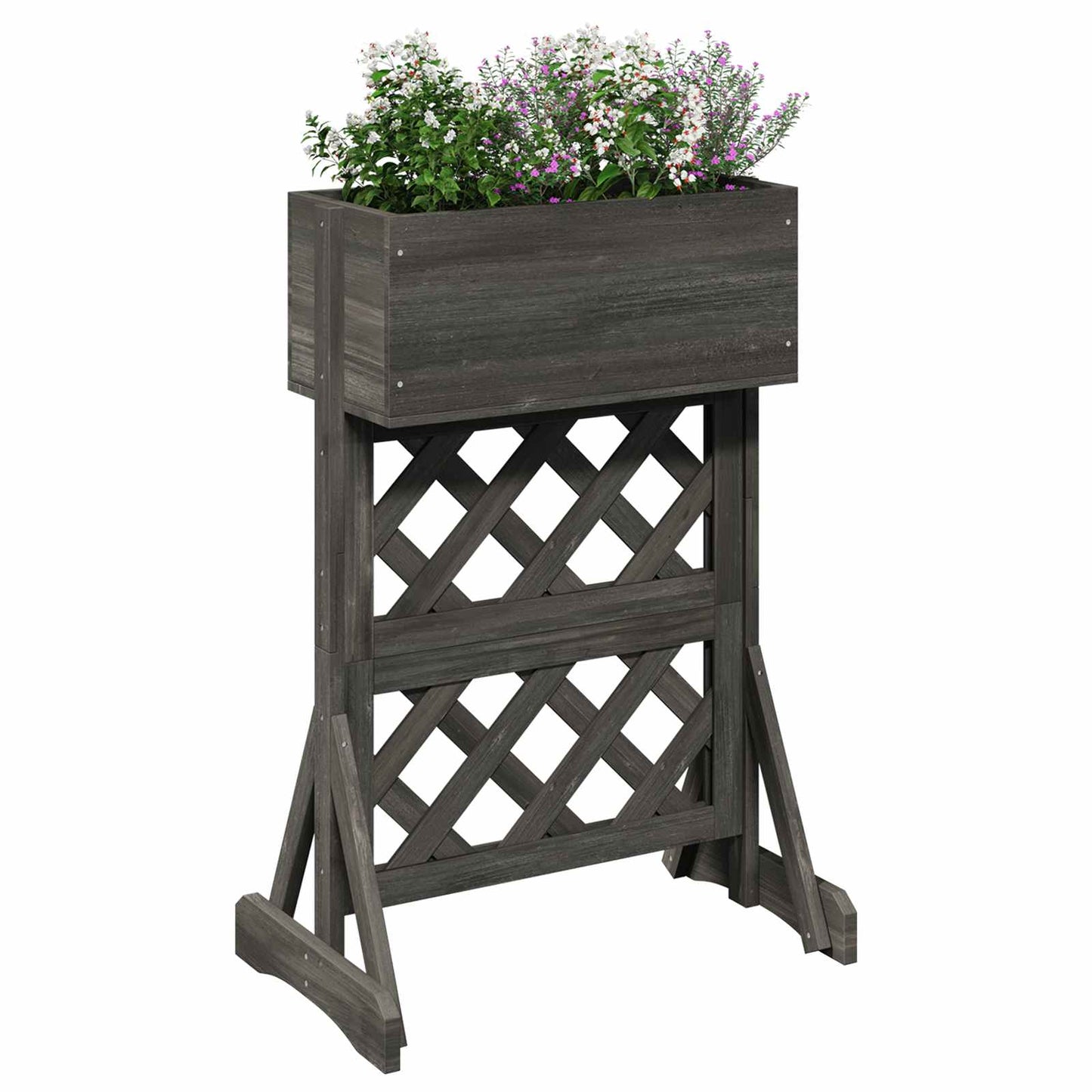 Vertical Garden Trellis Grey 48 x 30 x 70.5 cm Solid Fir Wood