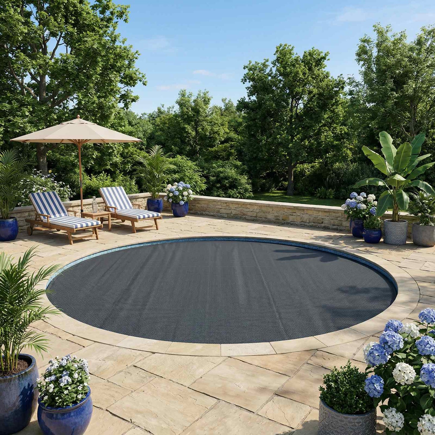 Solar Pool Cover Heavy Quality Ø 210 cm 200 μm Round PE Black