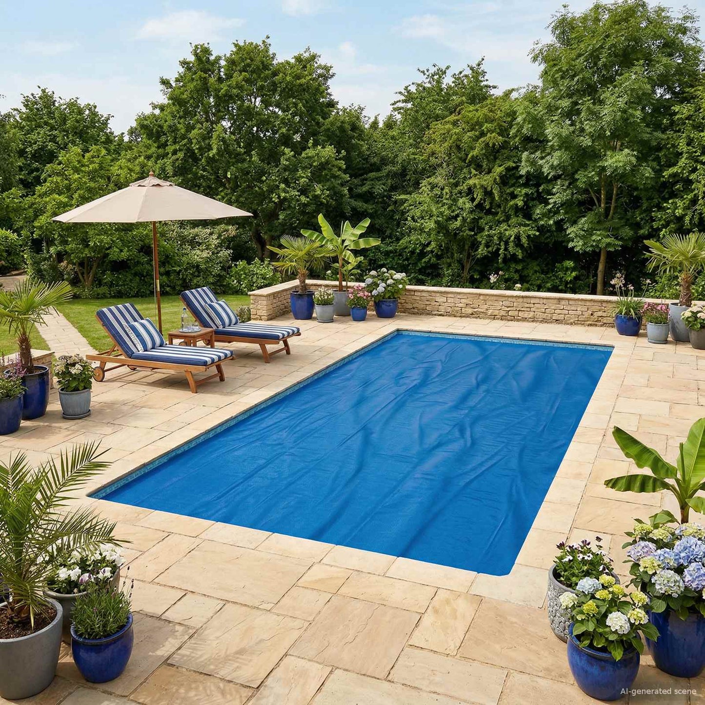 Solar Pool Cover Heavy Quality 732 x 366 cm 200 μm Square PE