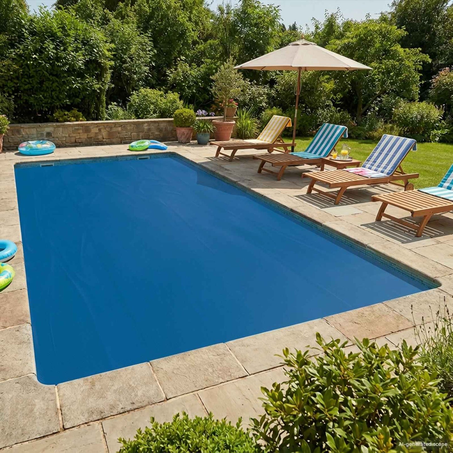 Solar Pool Cover Extra Heavy 732 x 366 cm 400 μm Square PE Blue